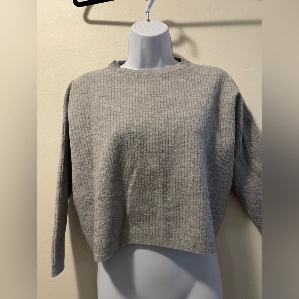 Eileen Fisher cropped ribbed knit sweater